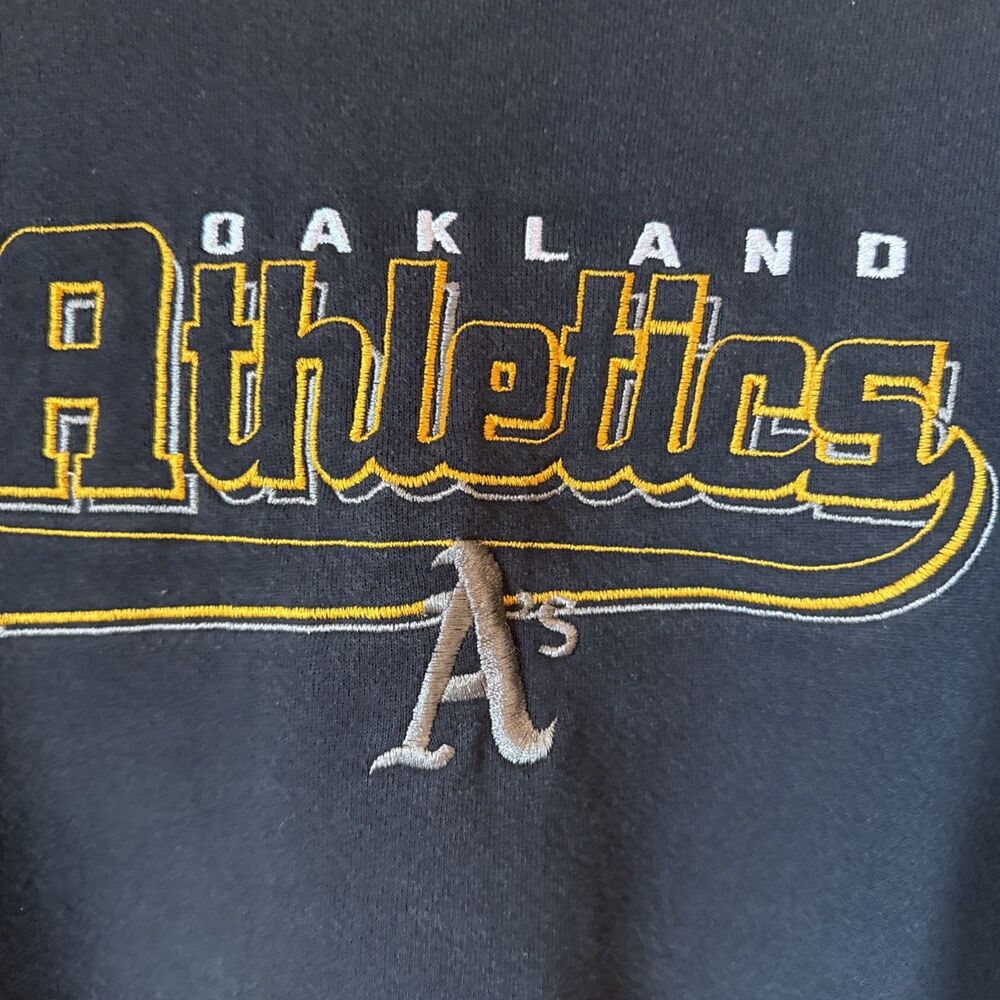 Vintage 90s MLB Oakland Athletics Lee Sport Black Sweatshirt | Men's XL - Picture 3 of 8